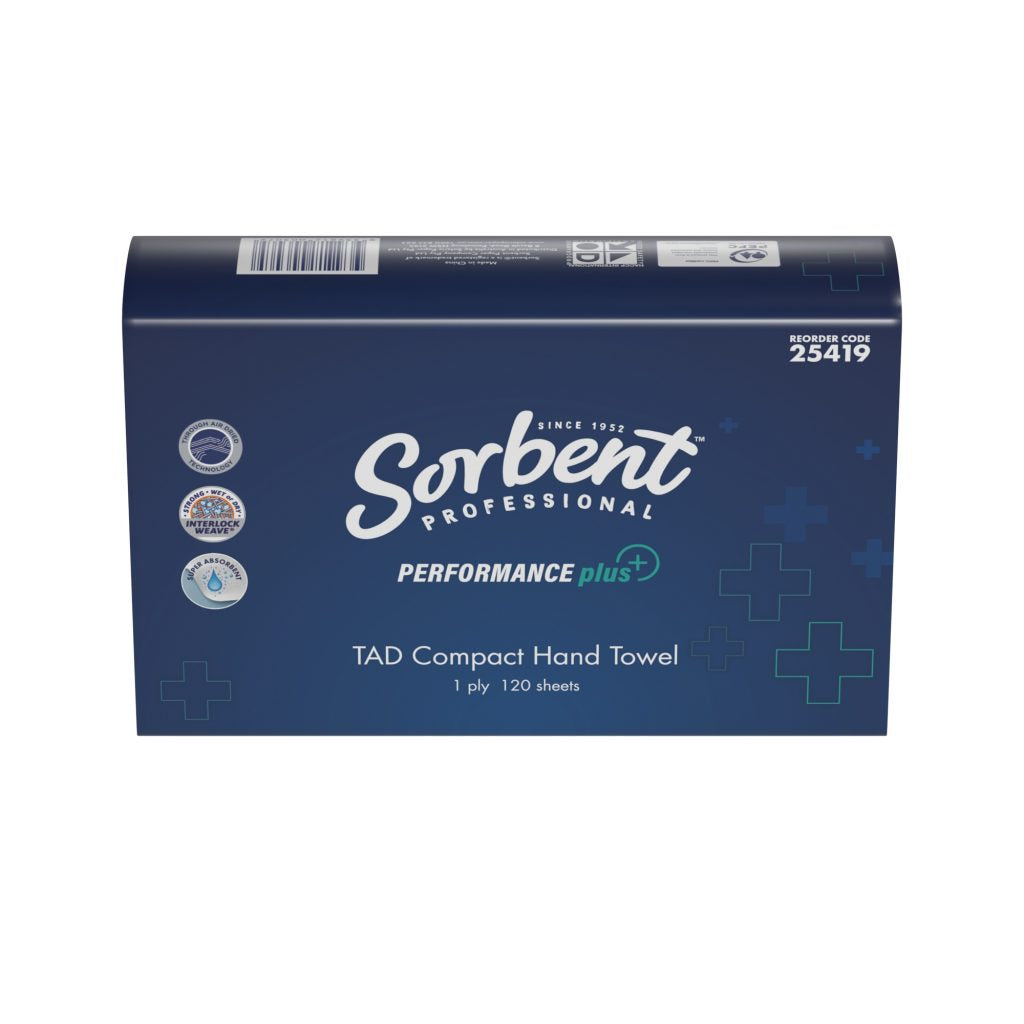 Sorbent Performance Plus – Compact TAD Hand Towel 1ply 120 sheets