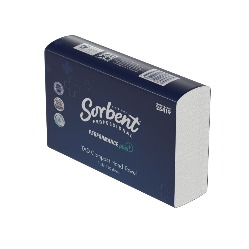 Sorbent Performance Plus – Compact TAD Hand Towel 1ply 120 sheets
