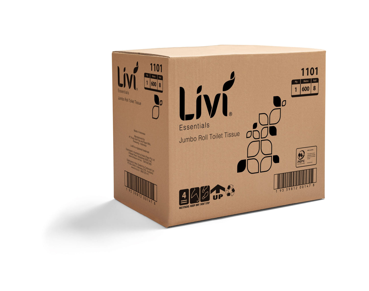Livi Essentials Jumbo Toilet Tissue 1 Ply 600m
