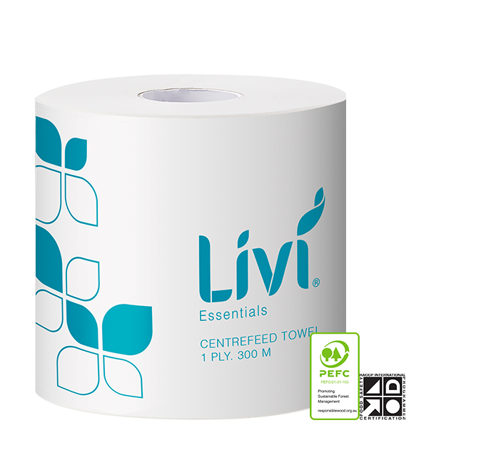 Livi Essentials Centrefeed Hand Towel Roll 1 Ply 300m Bale