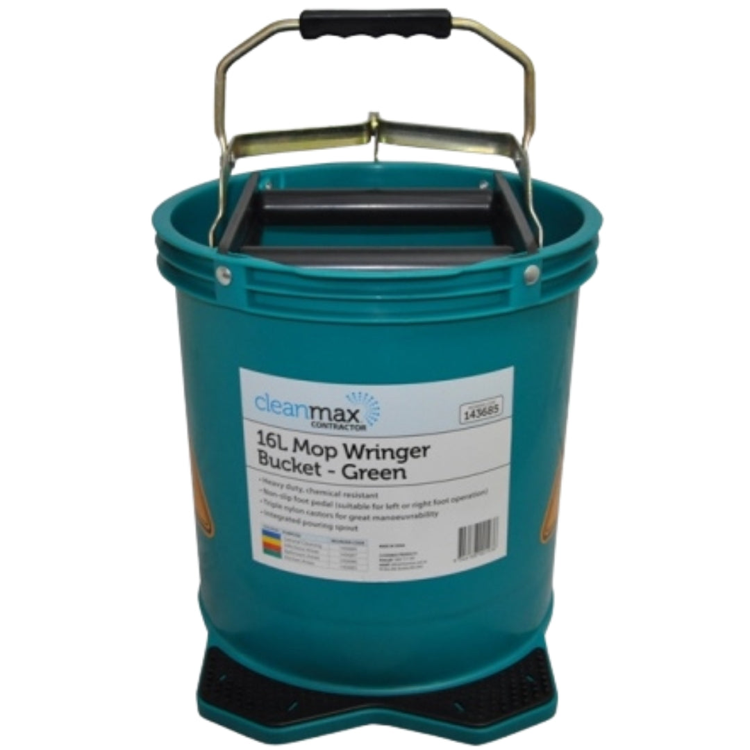 Cleanmax Mop Wringer Bucket Contractor 16L Each - Blue, Green, Red, Yellow