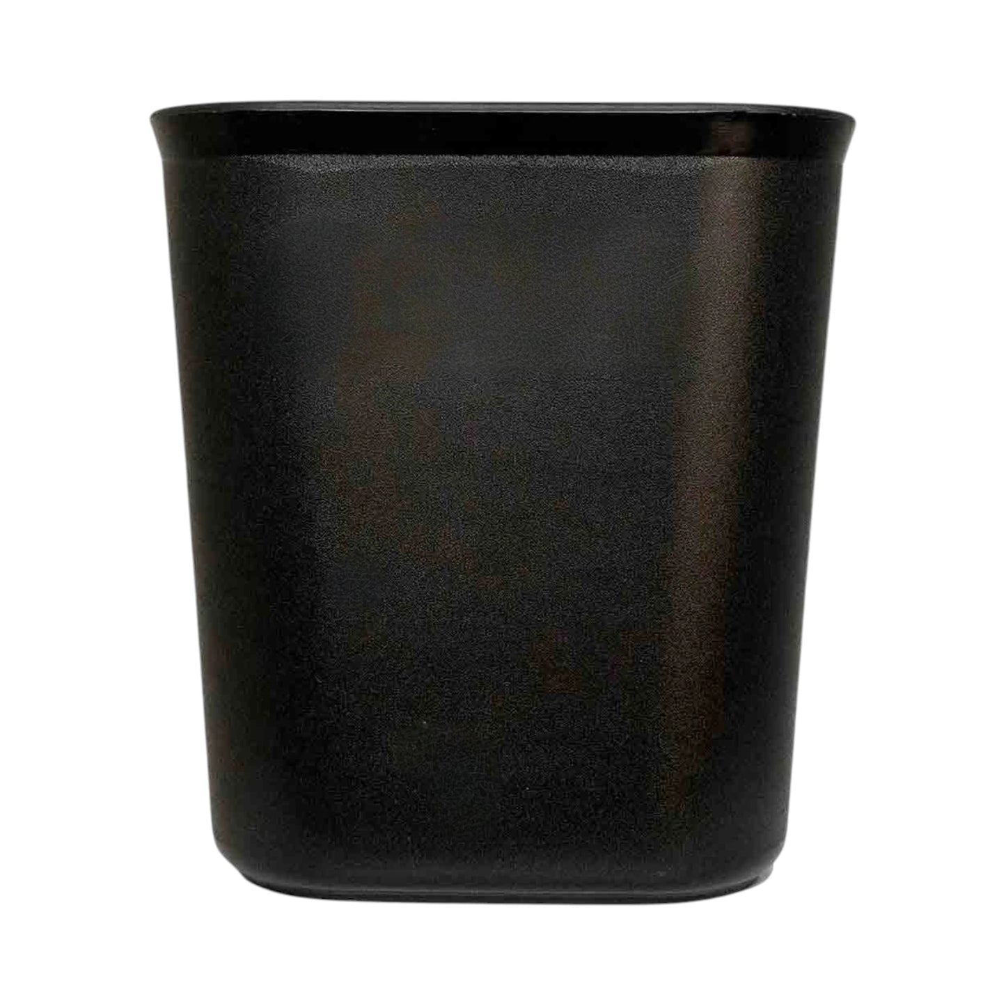 A matte black rectangular cup or small planter with rounded corners, shown from a front-facing perspective on a solid white background.