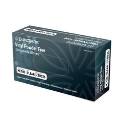 Abco Puregiene® Powder Free Clear Vinyl Gloves Small, Medium, Large Box 100