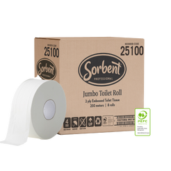 Sorbent Jumbo Roll Toilet Tissue 2ply 250m