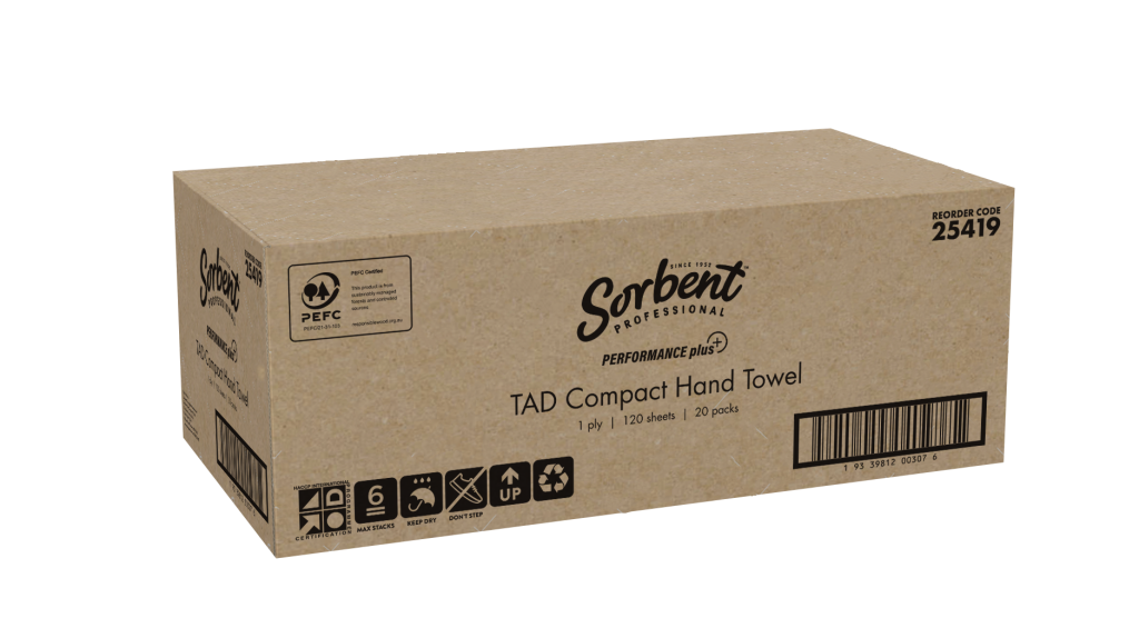 Sorbent Performance Plus – Compact TAD Hand Towel 1ply 120 sheets