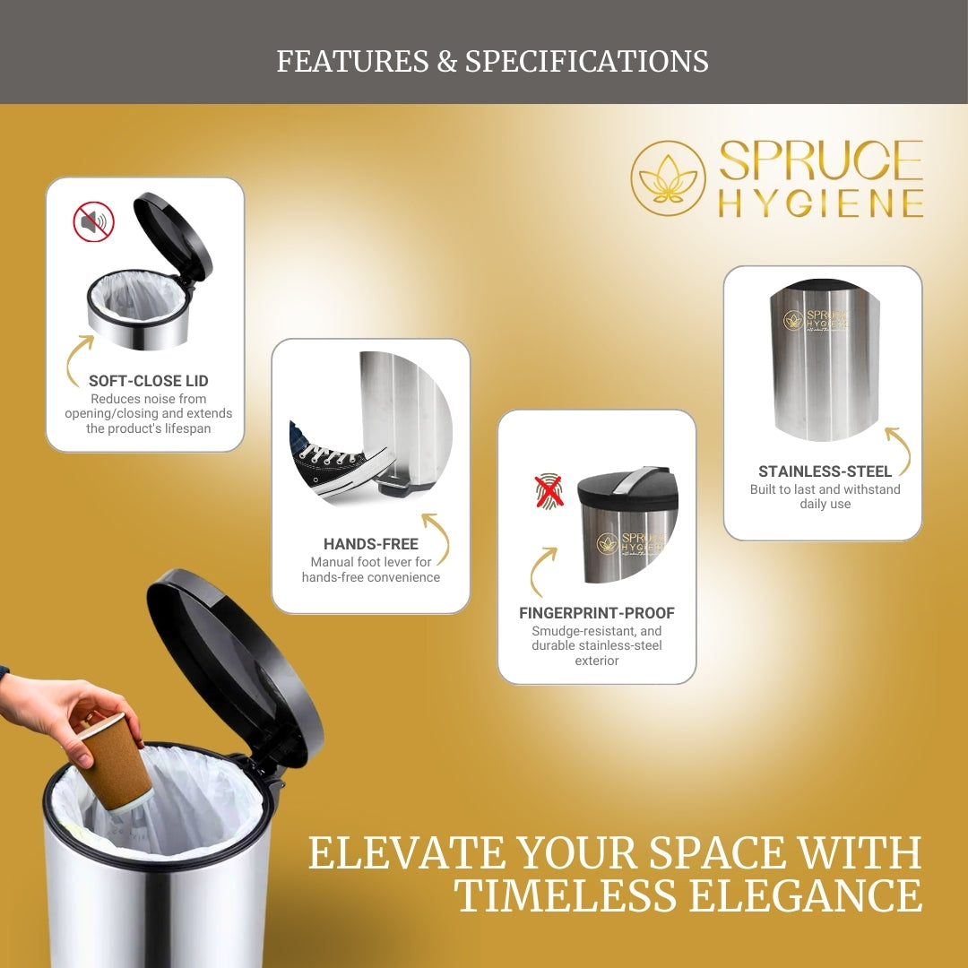Stainless Steel Step bins 12L, 20L, 30L