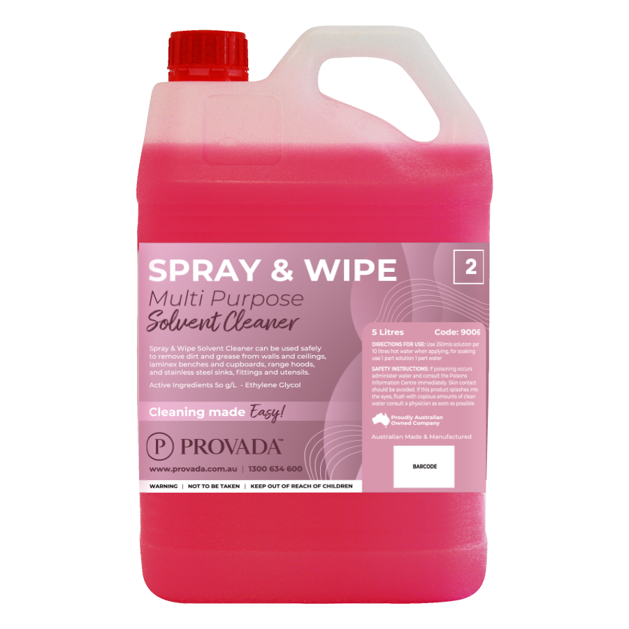 Provada Spray & Wipe Multi-Purpose Solvent Cleaner 5L commercial cleaning chemical product image
