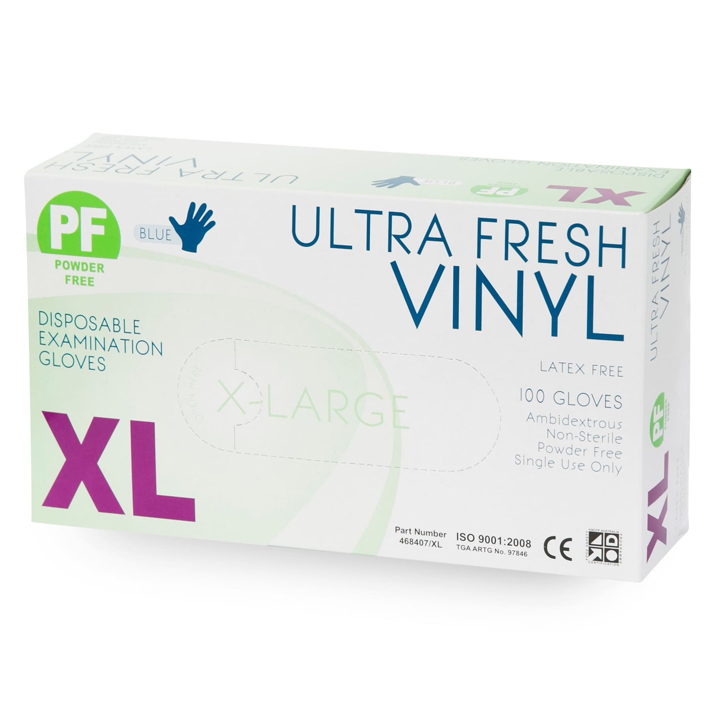 Ultra Fresh Blue Vinyl Disposable Examination Gloves Premium Weight