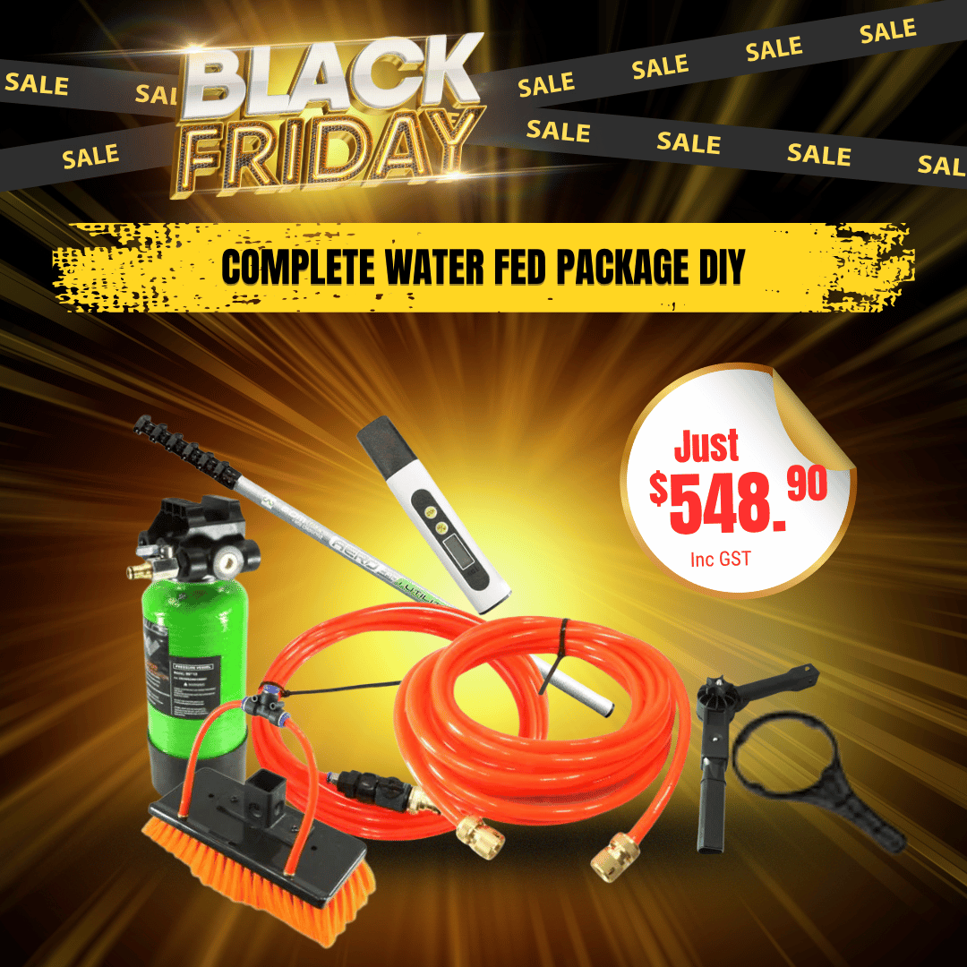 Window Cleaning Supplies Complete Water Fed Package DIY (i-Utility CAD fibreglass 4m pole & 4L tank)