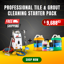 Professional tile and grout cleaning starter pack featuring a Predator steam machine and Actichem cleaning chemicals.
