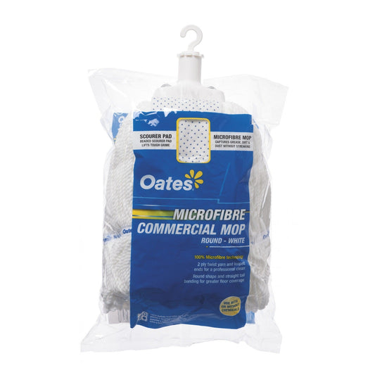 White Common Microfibre Round Mop - Cleaning Supplies