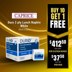 Caprice Duro 2 ply Lunch Napkin White 30cm x 30cm