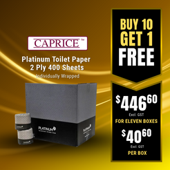 Caprice Platinum Toilet Paper 2 Ply 400 Sheet Individually Wrapped