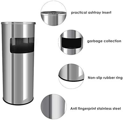 Dolphy Stainless Steel Lobby Bin With Ashtray 10L