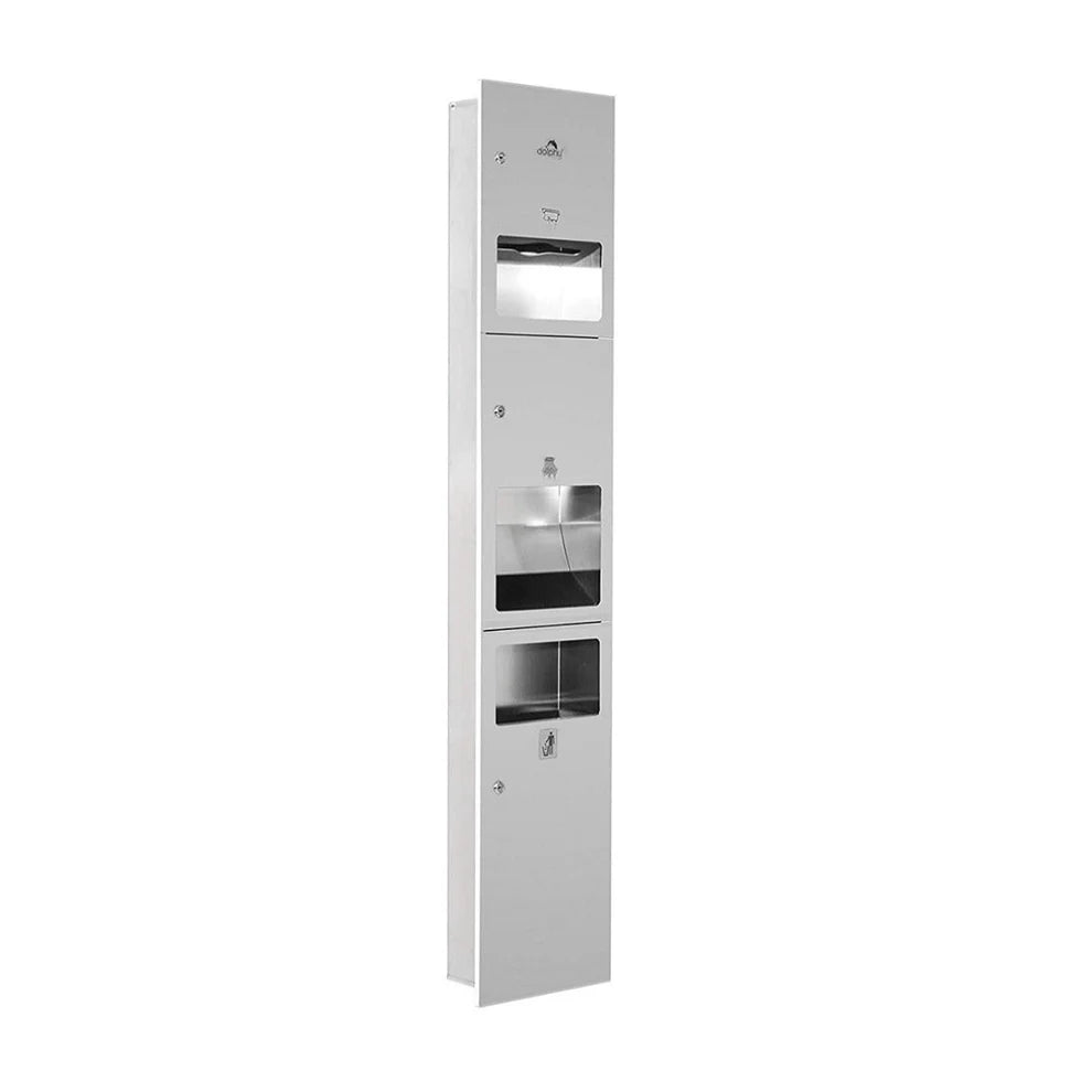 Dolphy 3 in 1 Washroom Recessed Stainless Steel Panel(Paper Dispenser + Hand Dryer + 24L Waste Bin)