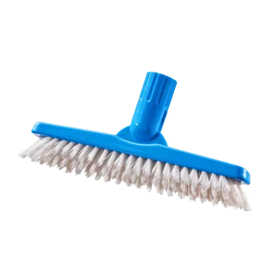 A blue plastic cleaning brush attachment with white bristles, shown on a plain white background.