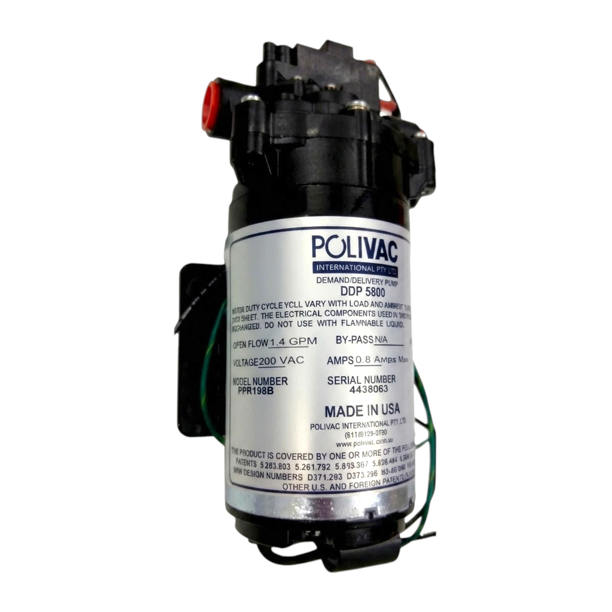 POLIVAC CARPET EXTRACTOR 220 PSI DIAPHRAM PUMP