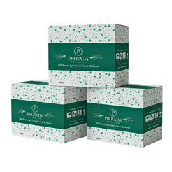 Three boxes of Provada Premium 200 Sheets Jingly Facial Tissue stacked together on a white background.