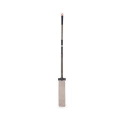 A metal floor scraper with a long telescopic handle and a rectangular metal cleaning head, shown vertically on a plain white background.