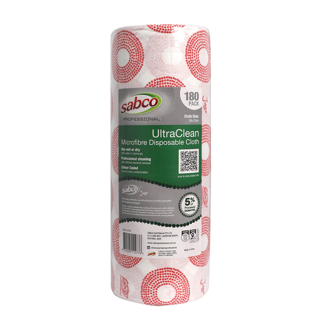 Sabco UltraClean Disposable Microfibre Cloths – 180pk
