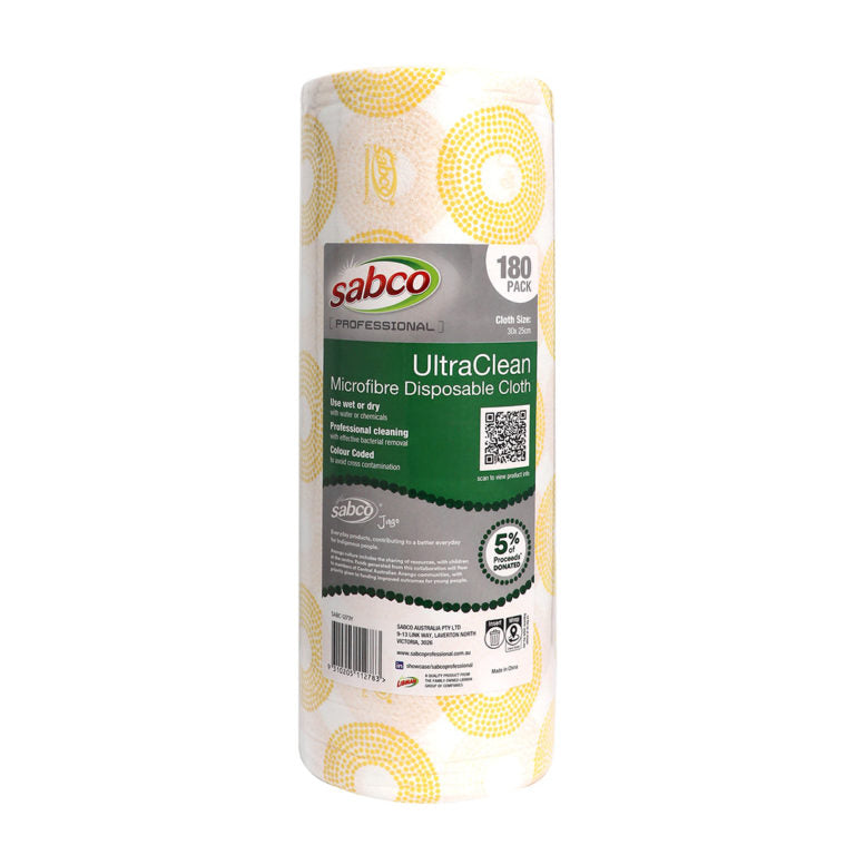 Sabco UltraClean Disposable Microfibre Cloths – 180pk