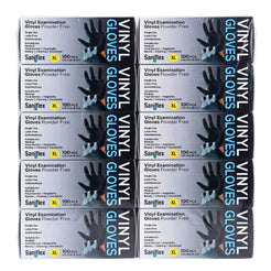 Saniflex Disposable Vinyl Gloves Powder Free - Black - 100 Pack X-Large