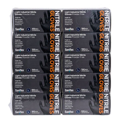 Saniflex Light Industrial Black Nitrile Gloves 100 Pack Large