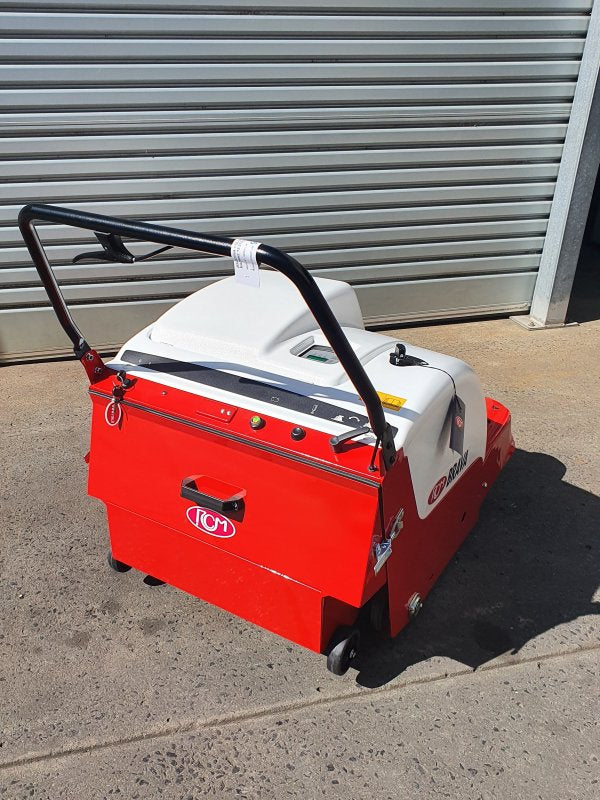 Sweepers Australia RCM Brava 900E Battery Powered Traction Driven WITH STEEL HOPPER Walk Behind Vacuum Sweeper