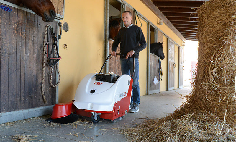Sweepers Australia RCM Brava 900E Battery Powered Traction Driven WITH STEEL HOPPER Walk Behind Vacuum Sweeper