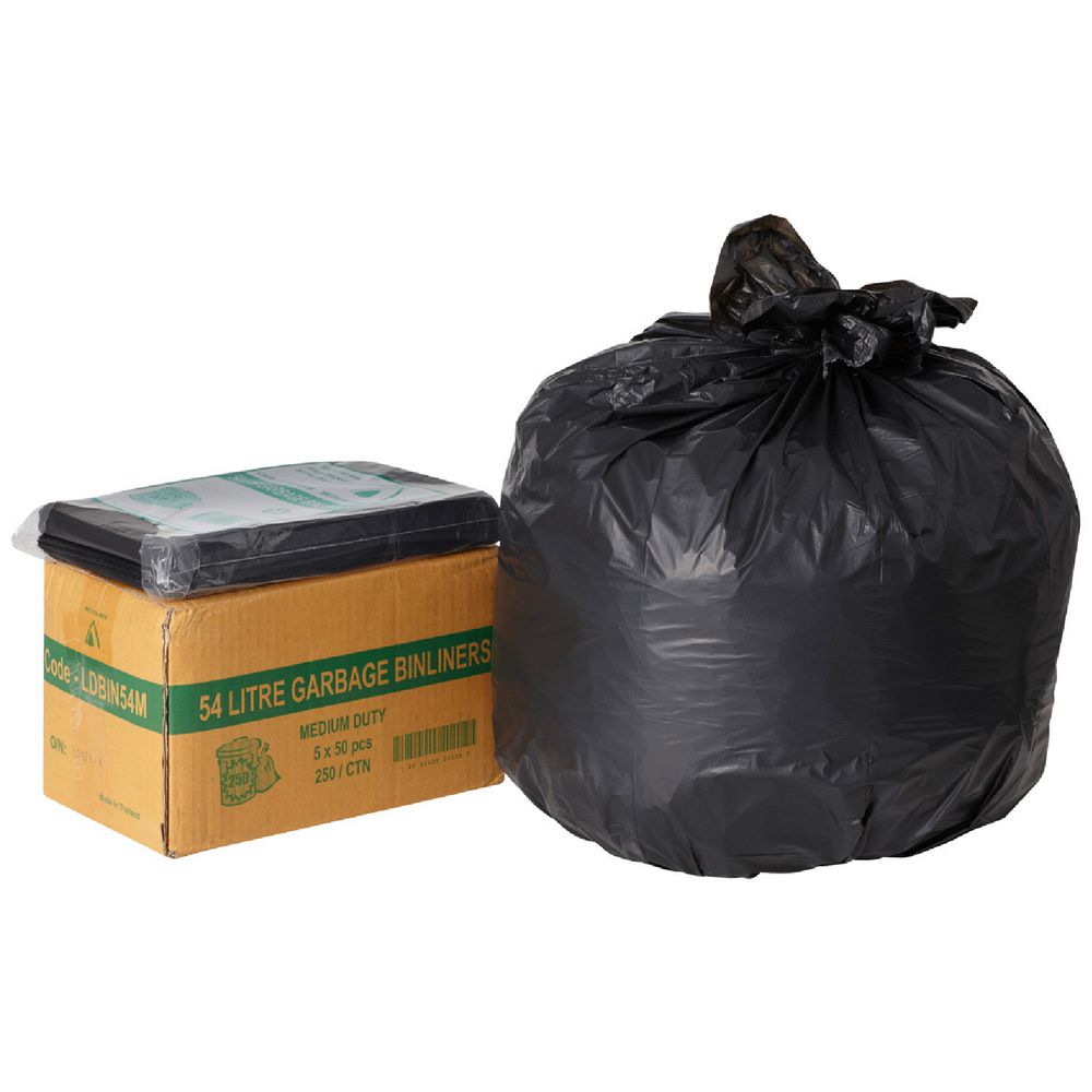 Tailored Packaging Medium Duty Bin Liners 54L 250 Pack Black
