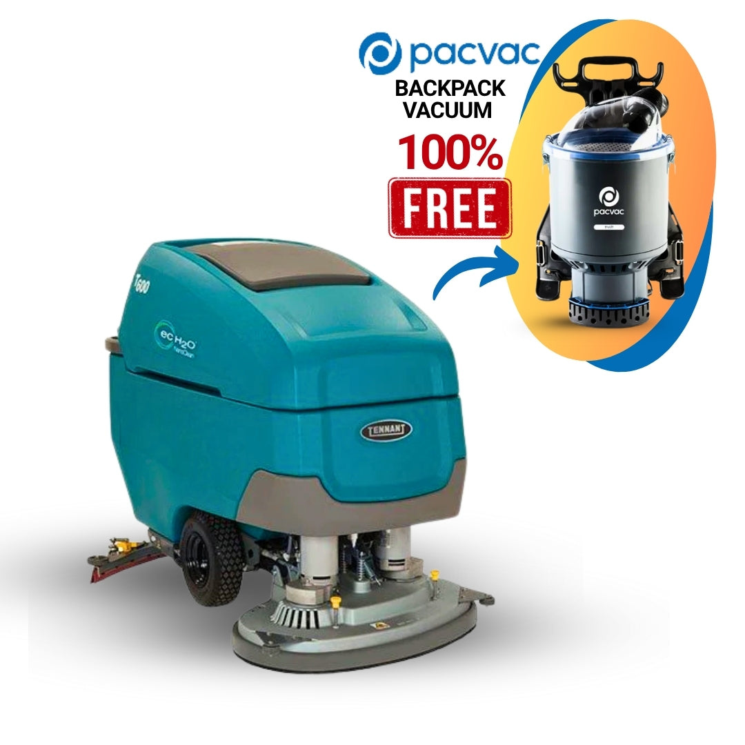 Tennant T600 Walk-Behind Floor Scrubber + Free Pacvac Vacuum Cleaner