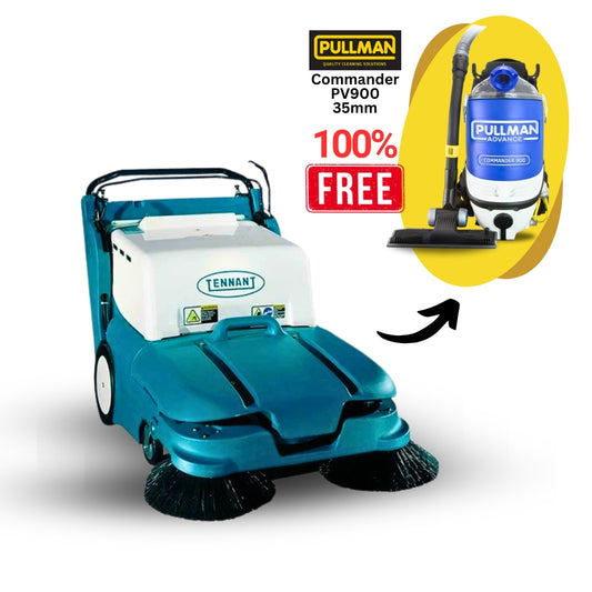 Tennant 3640 Walk-Behind Sweeper + Free Pullman Commander PV900 Vacuum