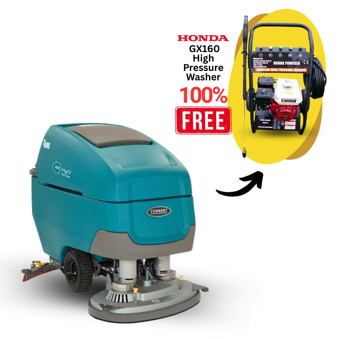 Tennant T600e Walk-Behind Floor Scrubber + Free Honda GX160 High Pressure washer