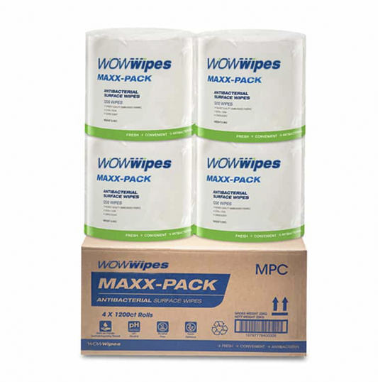 WOW WIPES MAXX PACK 1200 ANTI-BACTERIAL WIPES (4 CTN)