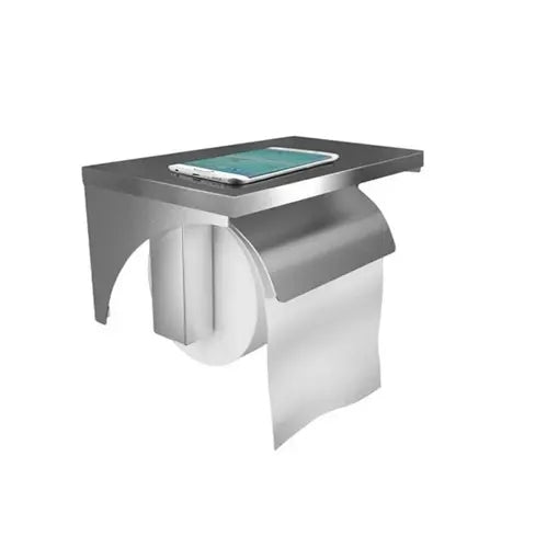 Dolphy Stainless Steel Toilet Roll Holder With Shelf