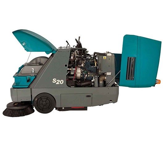 Tennant S20 Compact Ride-On Sweeper + Free Black Jet Honda Powered GX390 Petrol High Pressure Washer