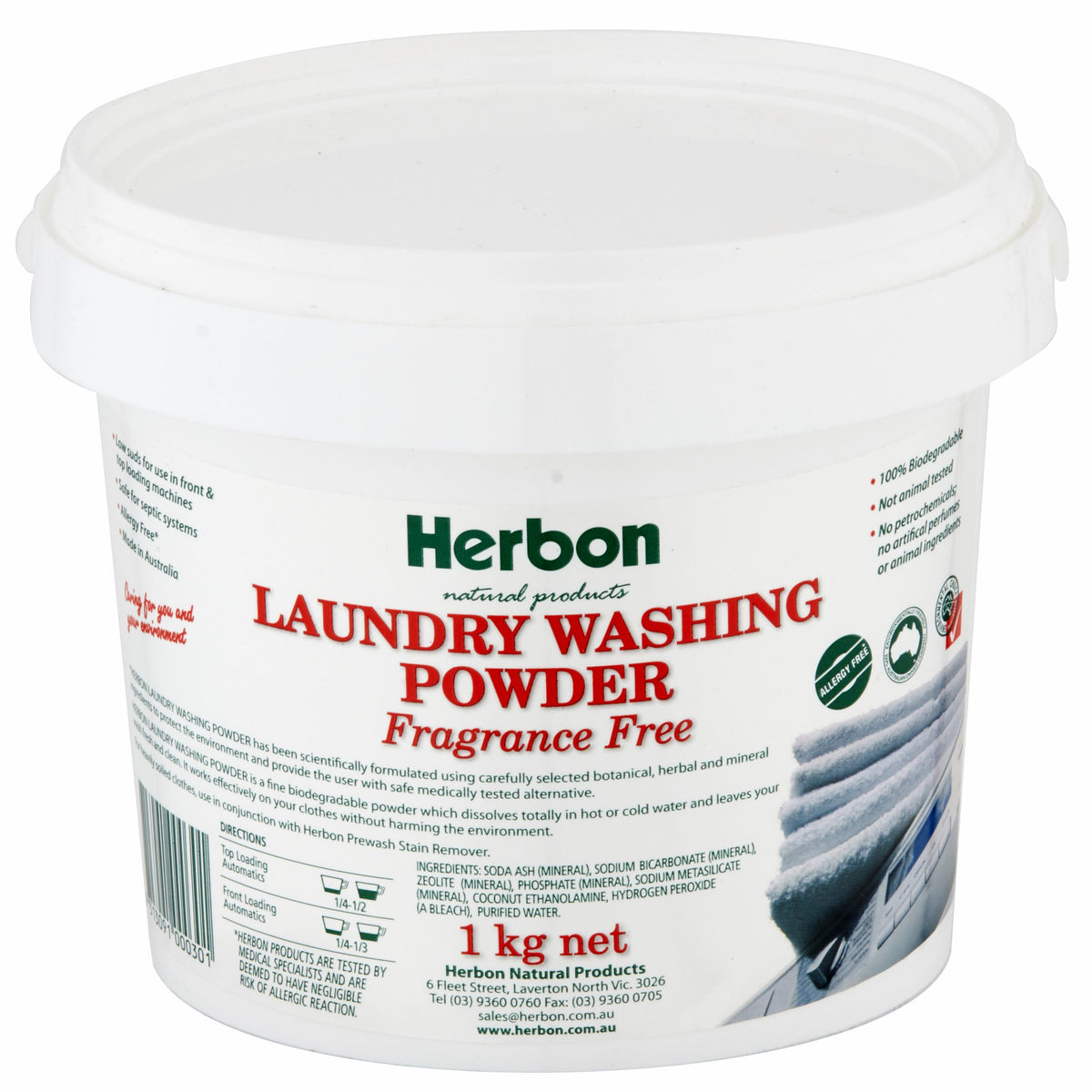 Herbon Laundry Washing Powder Fragrance Free 1Kg & 20Kg
