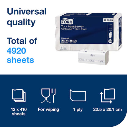 Tork PeakServe® Continuous™ Paper Hand Towels White H5 12 Packs