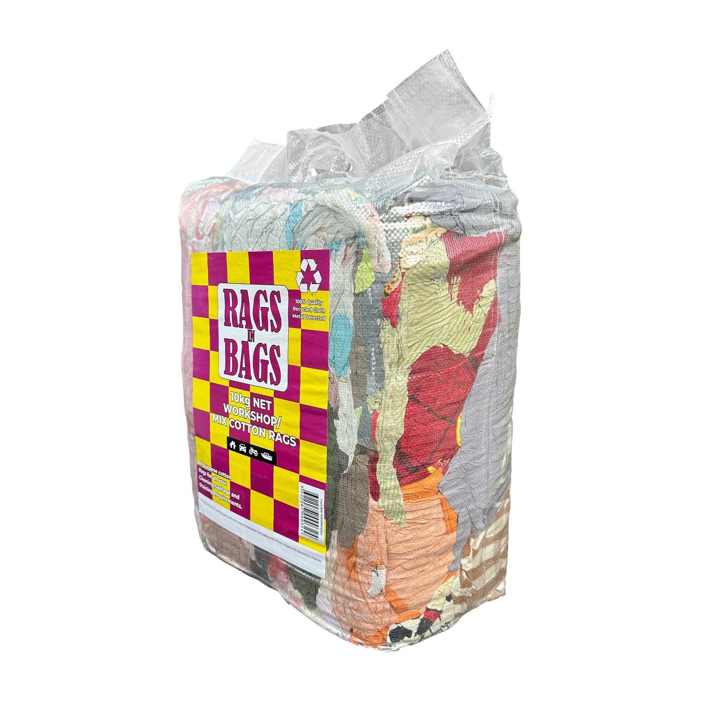 Mixed Colour Cotton Rags Bag with Handle 10KG