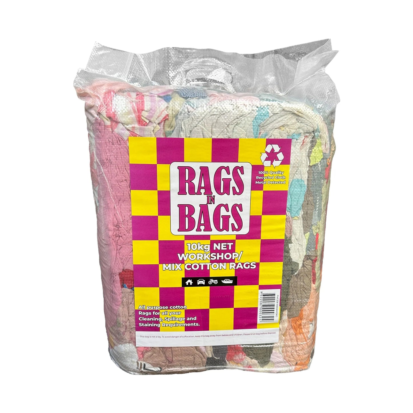 Mixed Colour Cotton Rags Bag with Handle 10KG