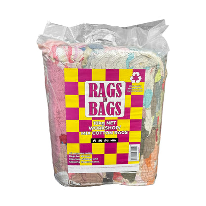 Mixed Colour Cotton Rags Bag with Handle 10KG