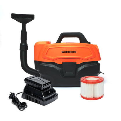 Work Hero Tradie Wet & Dry Portable Battery Vacuum with Blower Function
