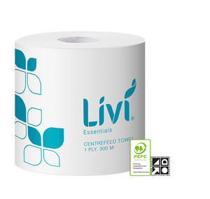 Livi Essentials Centrefeed Hand Towel Roll 1 Ply 300m Bale