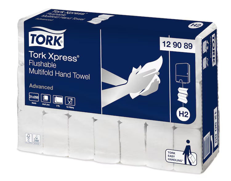 Tork Xpress® Flushable Multifold Hand Towels White H2 21 Rolls