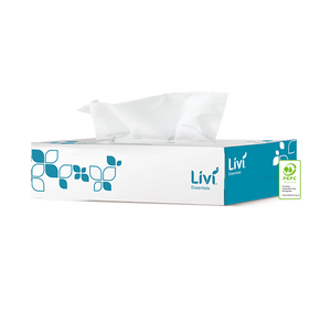 Livi Essentials Hypoallergenic Facial Tissues 2 Ply 100 Sheets.
