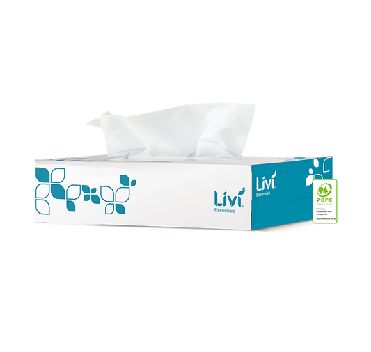 Livi Essentials Hypoallergenic Facial Tissues 2 Ply 100 Sheets.