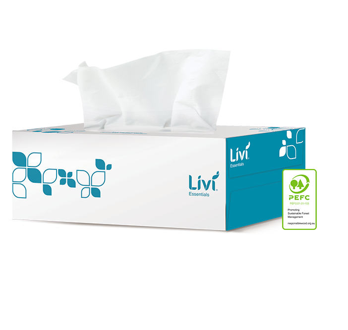 Livi Essentials Hypoallergenic Facial Tissues 2 Ply 200 Sheets.