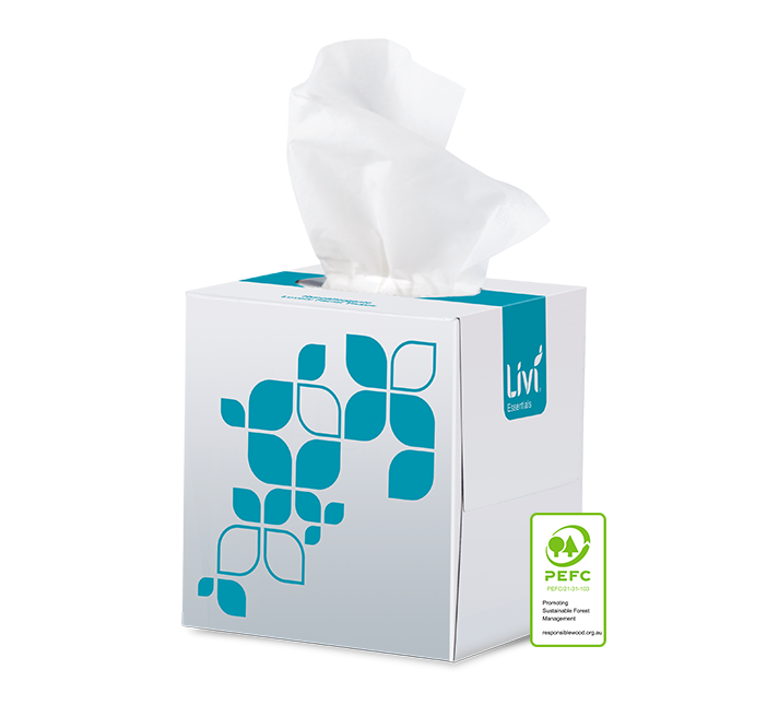 Livi Essentials Hypoallergenic Facial Tissues 2 Ply 90 Sheets Cube