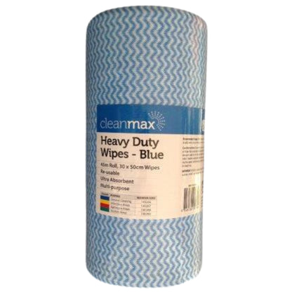 Cleanmax Heavy Duty Wipes 45m Roll Each - Blue, Yellow, Red, Green