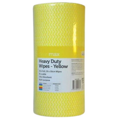 Cleanmax Heavy Duty Wipes 45m Roll Each - Blue, Yellow, Red, Green